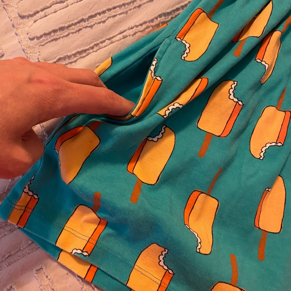 Hanna Andersson size 4 Turquoise Dress with Popsicles Icecream - Picture 4 of 6